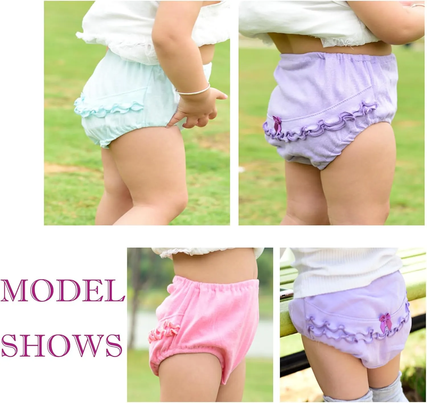 Infant Bloomers Underwear Ruffle Diaper Cover for Baby Girls Toddler Kids Cotton Shorts Panties 4-Pack