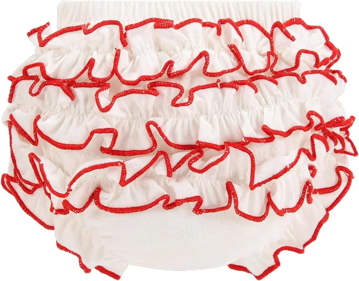 Infant Bloomers Underwear Ruffle Diaper Cover for Baby Girls Toddler Kids Cotton Shorts Panties 4-Pack