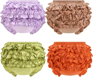 Infant Bloomers Underwear Ruffle Diaper Cover for Baby Girls Toddler Kids Cotton Shorts Panties 4-Pack