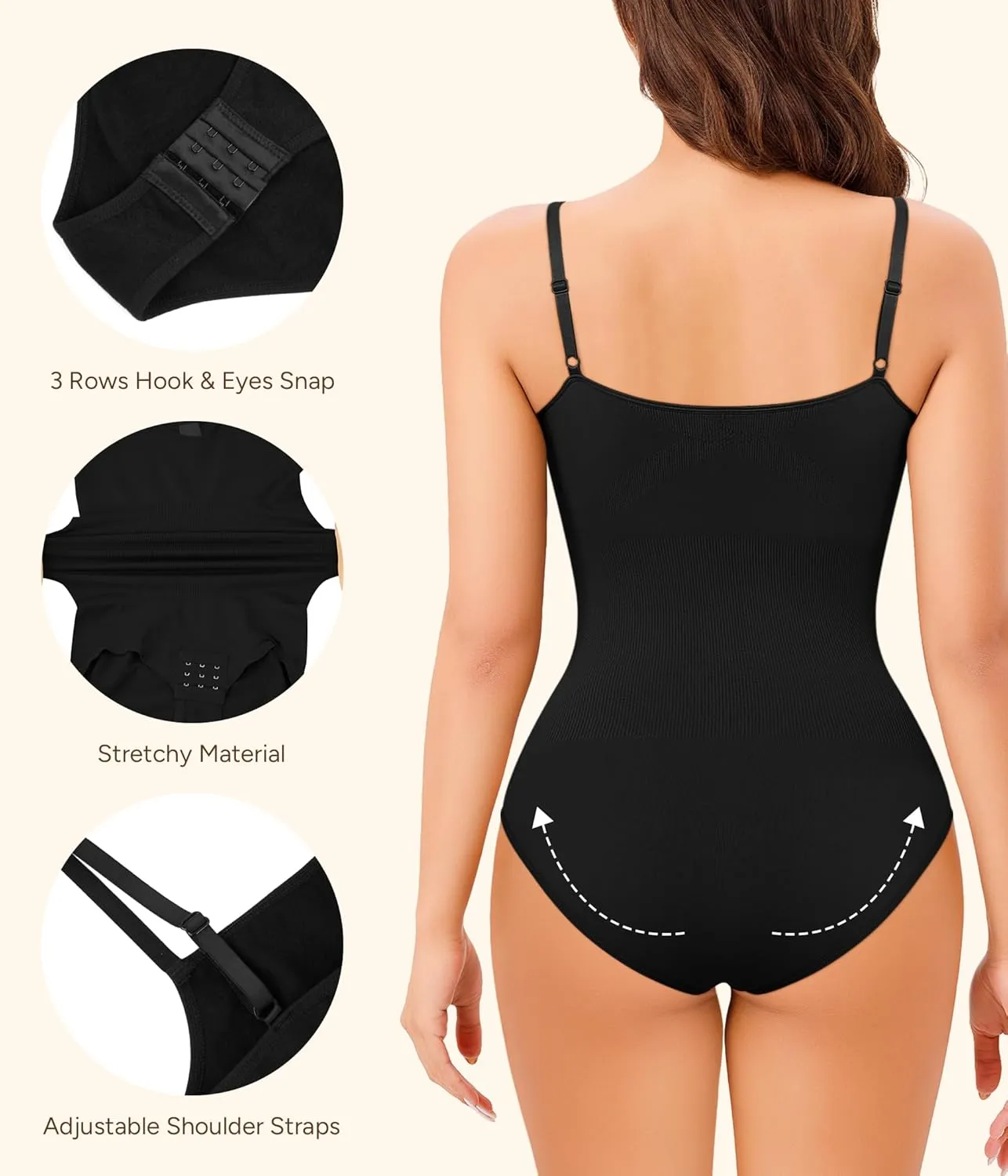 Irisnaya 2-Pack Shapewear Bodysuits for Women Tummy Control - Square Neck Body Suit Cami Body Shaper Going out Tops