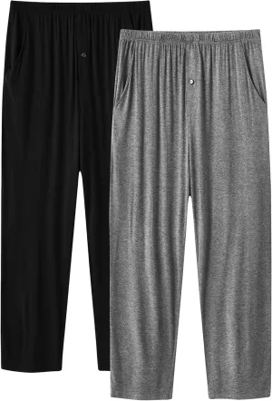 JINSHI Mens Modal Pajama Pants Soft Elastic Waist Mens Comfy Sleep Pants Lounge Pants with Pockets
