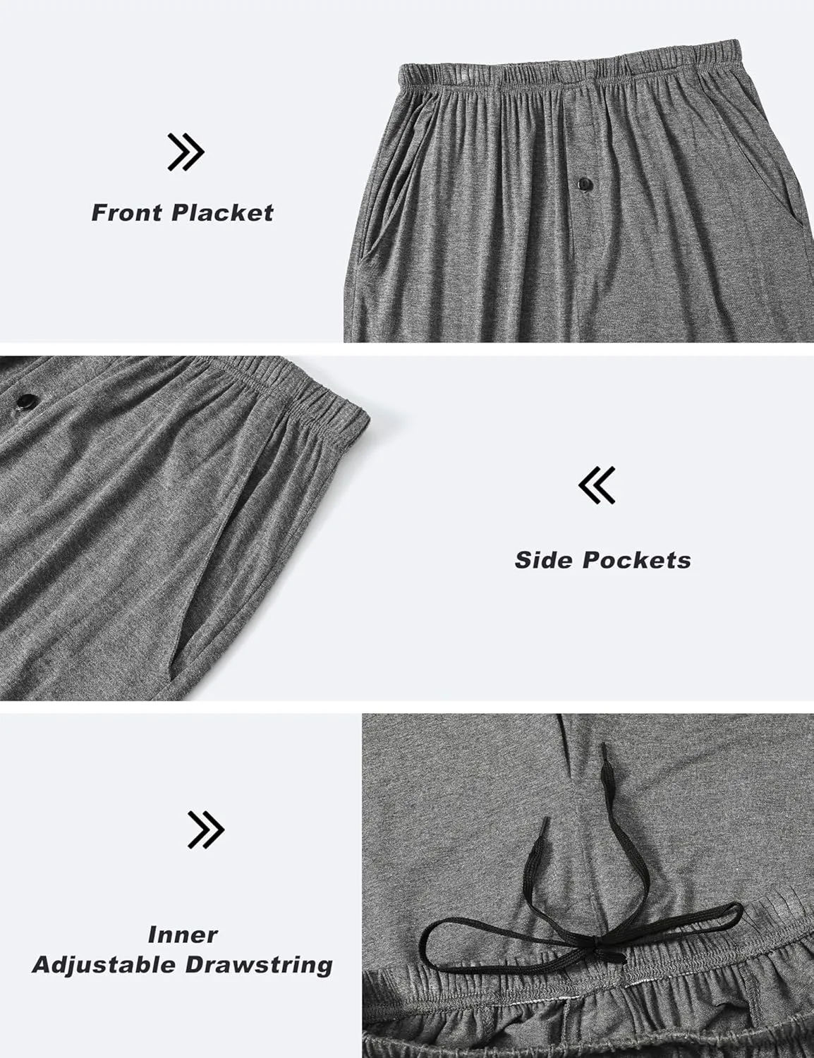 JINSHI Mens Modal Pajama Pants Soft Elastic Waist Mens Comfy Sleep Pants Lounge Pants with Pockets