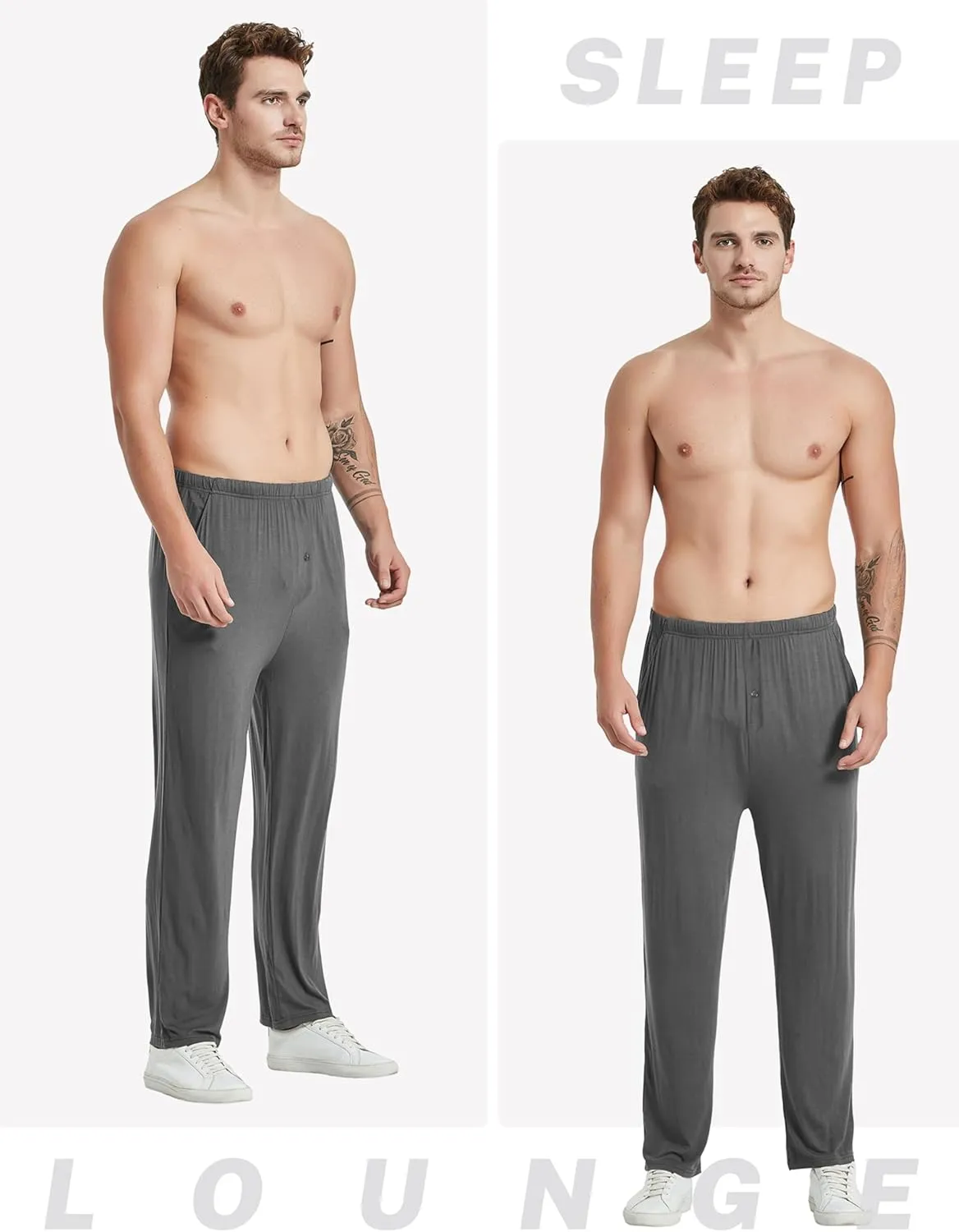 JINSHI Mens Modal Pajama Pants Soft Elastic Waist Mens Comfy Sleep Pants Lounge Pants with Pockets