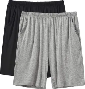 JINSHI Men’s Pajama Shorts Soft Comfortable Lightweight Elastic Drawstring Men Lounge Sleep Shorts with Pockets