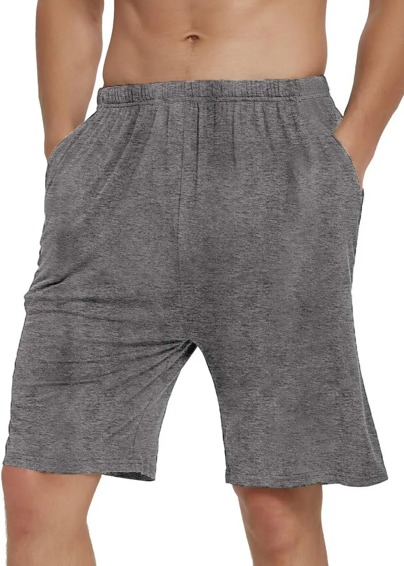 JINSHI Men’s Pajama Shorts Soft Comfortable Lightweight Elastic Drawstring Men Lounge Sleep Shorts with Pockets