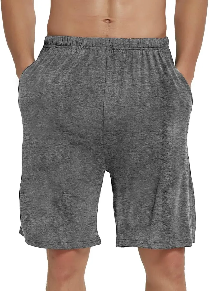 JINSHI Men’s Pajama Shorts Soft Comfortable Lightweight Elastic Drawstring Men Lounge Sleep Shorts with Pockets