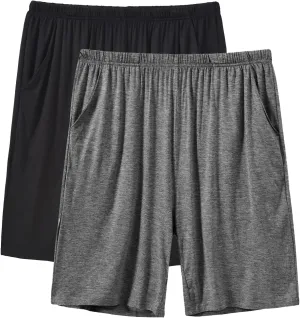 JINSHI Men’s Pajama Shorts Soft Comfortable Lightweight Elastic Drawstring Men Lounge Sleep Shorts with Pockets