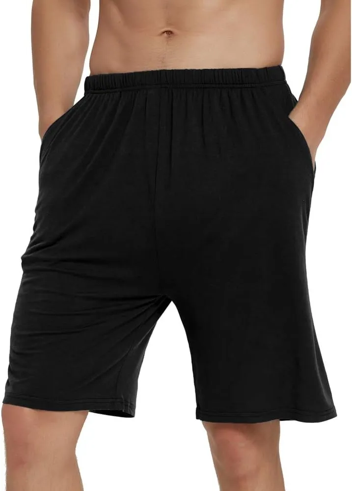 JINSHI Men’s Pajama Shorts Soft Comfortable Lightweight Elastic Drawstring Men Lounge Sleep Shorts with Pockets