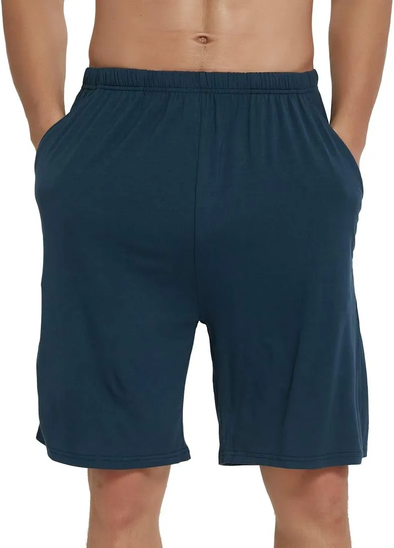 JINSHI Men’s Pajama Shorts Soft Comfortable Lightweight Elastic Drawstring Men Lounge Sleep Shorts with Pockets