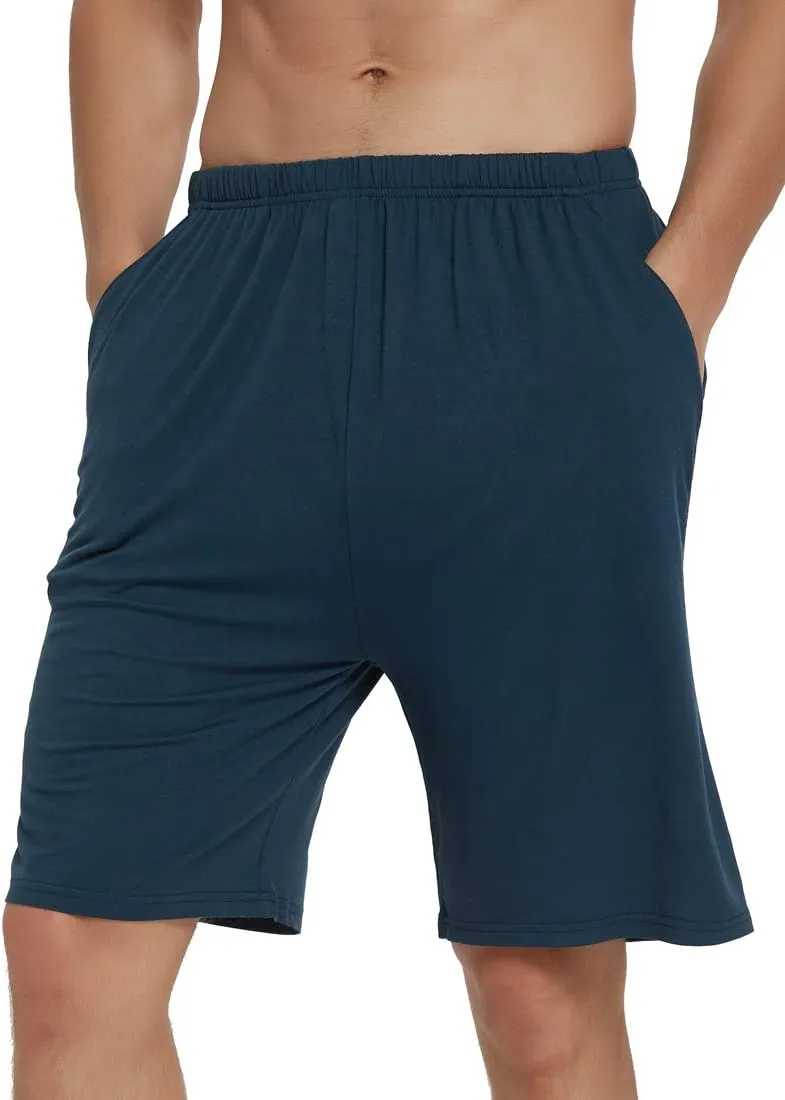 JINSHI Men’s Pajama Shorts Soft Comfortable Lightweight Elastic Drawstring Men Lounge Sleep Shorts with Pockets