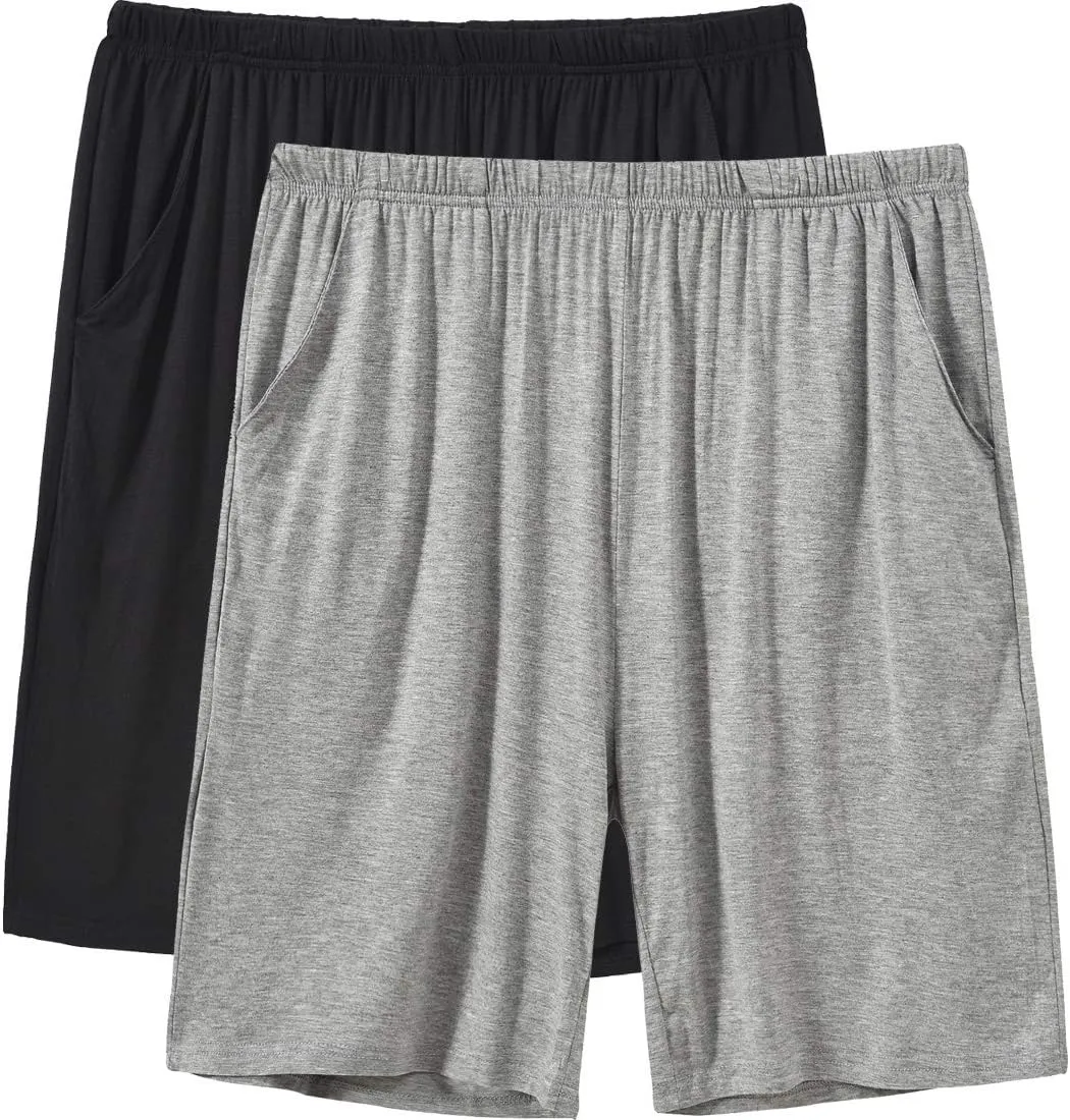 JINSHI Men’s Pajama Shorts Soft Comfortable Lightweight Elastic Drawstring Men Lounge Sleep Shorts with Pockets