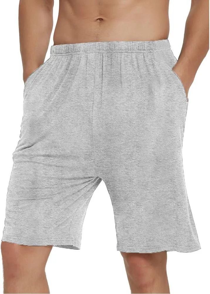 JINSHI Men’s Pajama Shorts Soft Comfortable Lightweight Elastic Drawstring Men Lounge Sleep Shorts with Pockets