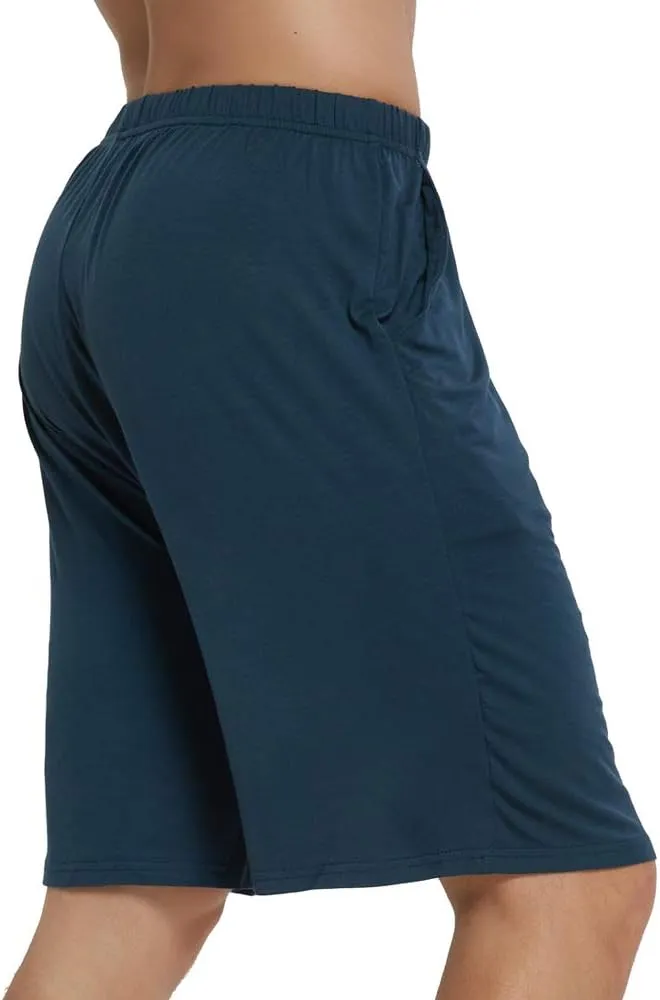 JINSHI Men’s Pajama Shorts Soft Comfortable Lightweight Elastic Drawstring Men Lounge Sleep Shorts with Pockets