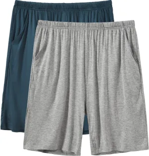 JINSHI Men’s Pajama Shorts Soft Comfortable Lightweight Elastic Drawstring Men Lounge Sleep Shorts with Pockets