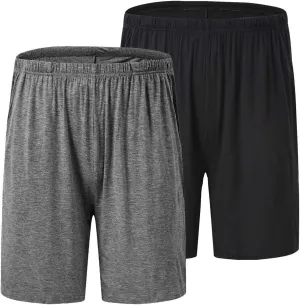 JINSHI Mens Pajama Shorts,Male Lounge Sleep Shorts Ultra Soft Comfortable Light Sleeping PJS Bottom Shorts 2Pack