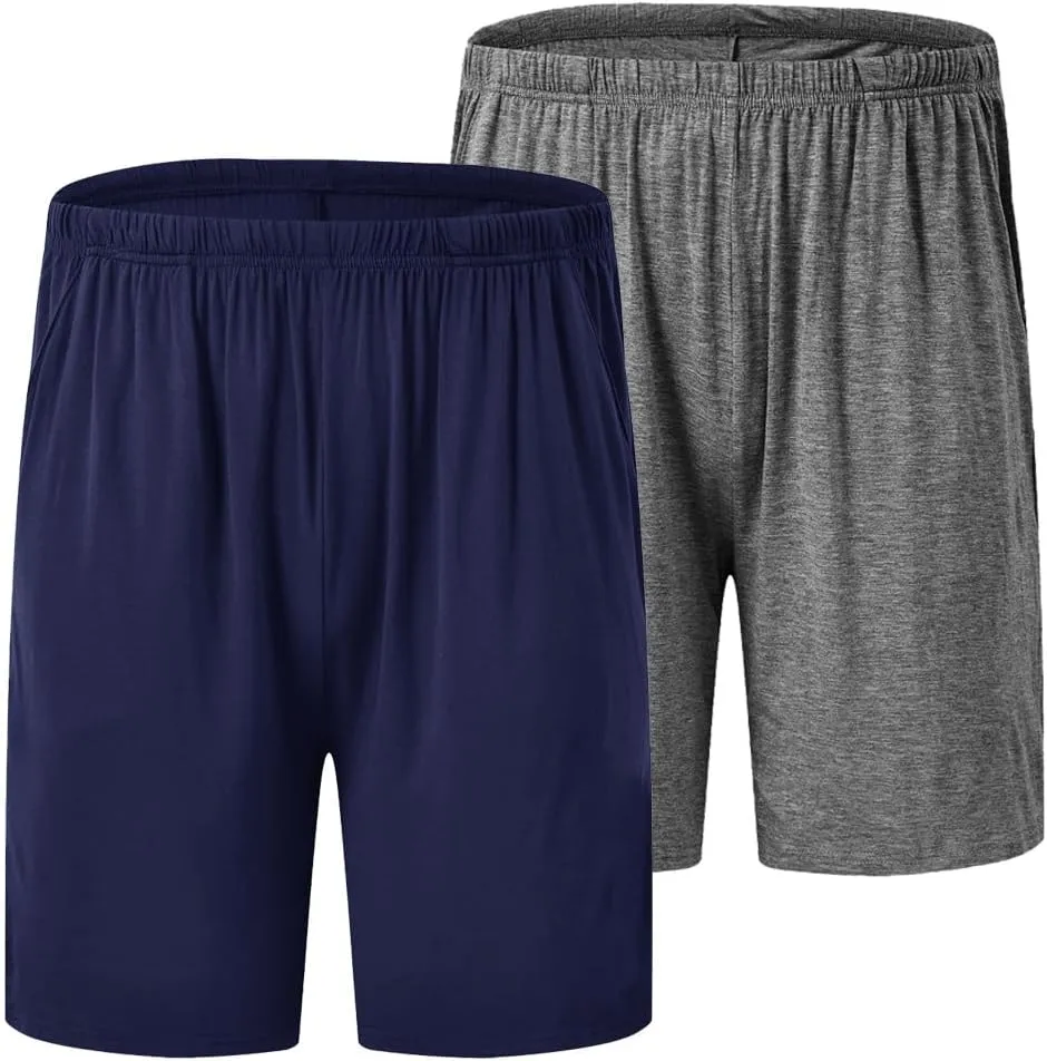 JINSHI Mens Pajama Shorts,Male Lounge Sleep Shorts Ultra Soft Comfortable Light Sleeping PJS Bottom Shorts 2Pack