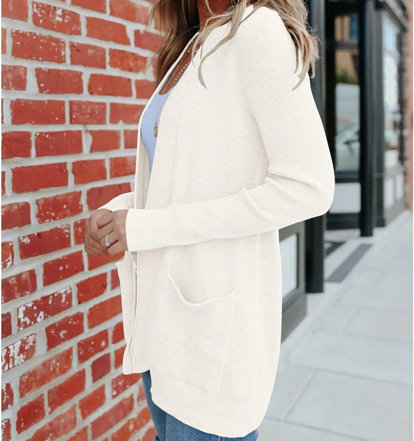 JOAU Fall Winter Cardigan for Women Open Front Long Sleeve Loose Slouchy Chunky Knit Sweater Casual Soft Coat with Pockets