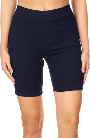 Jvini Bermuda Shorts for Women High Waist Pull On Stretch Jean Jeggings Knee Short with Slit Hem