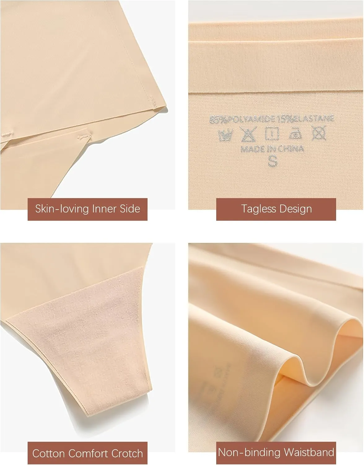 K-CHEONY Womens High Waisted Thongs No Show Panties Lightweight Soft Stretch High Cut Underwear 3 Pack
