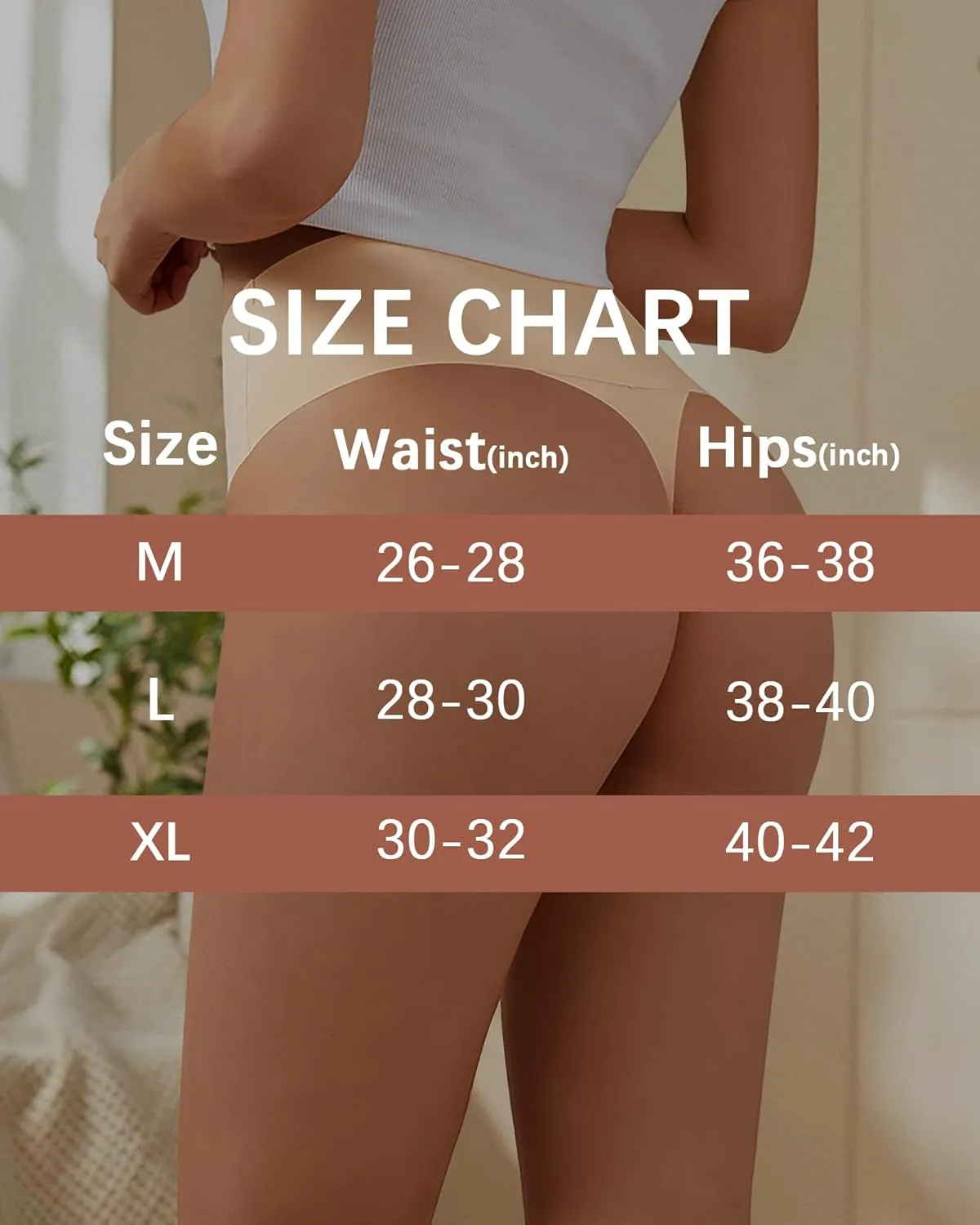 K-CHEONY Womens High Waisted Thongs No Show Panties Lightweight Soft Stretch High Cut Underwear 3 Pack
