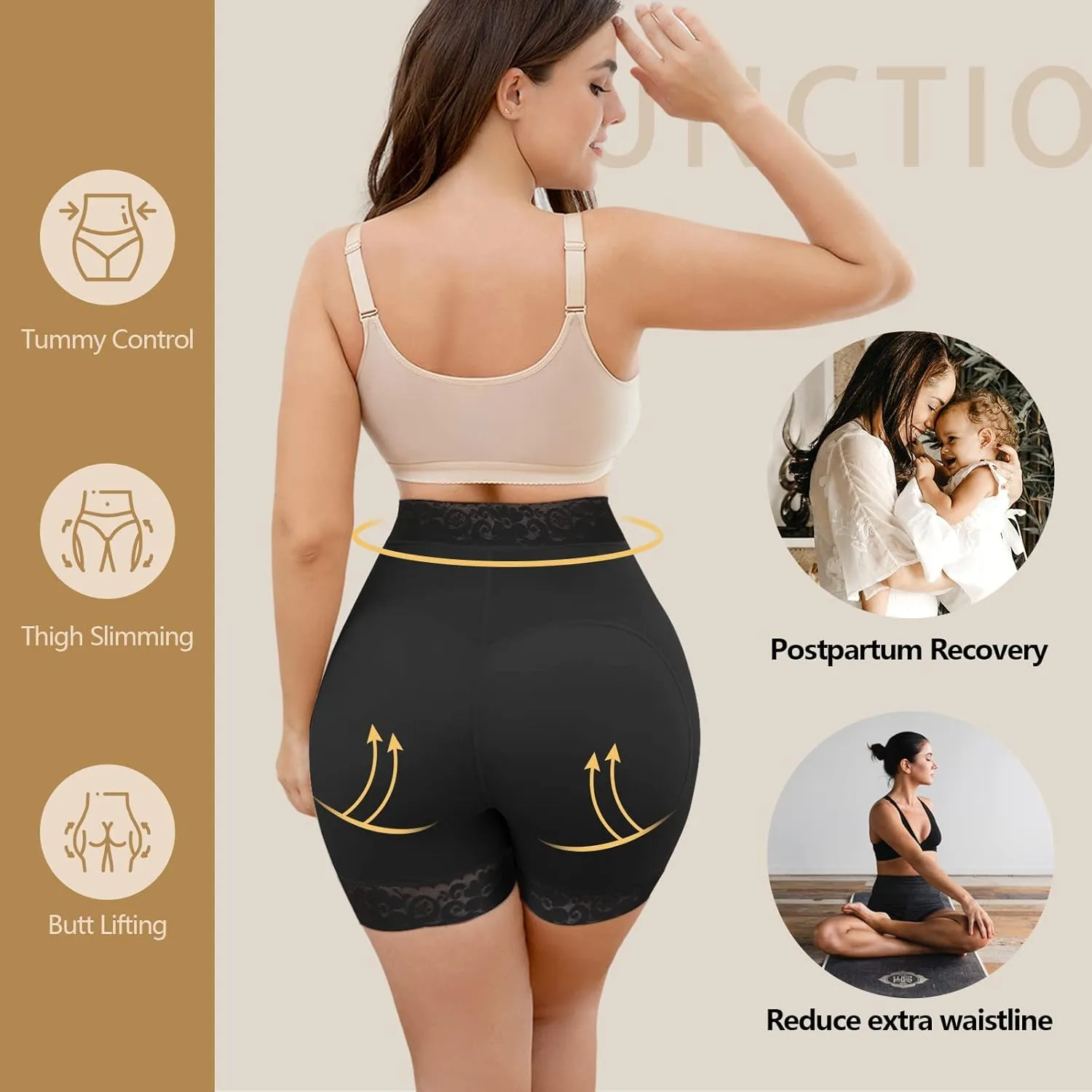KELLYLEE Shapewear for Women Tummy Control High Waisted Butt Lifter Panties Compression Shorts Postpartum Underwear Boyshorts