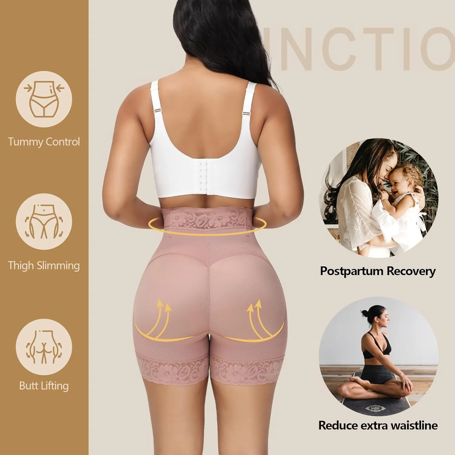 KELLYLEE Shapewear for Women Tummy Control High Waisted Butt Lifter Panties Compression Shorts Postpartum Underwear Boyshorts
