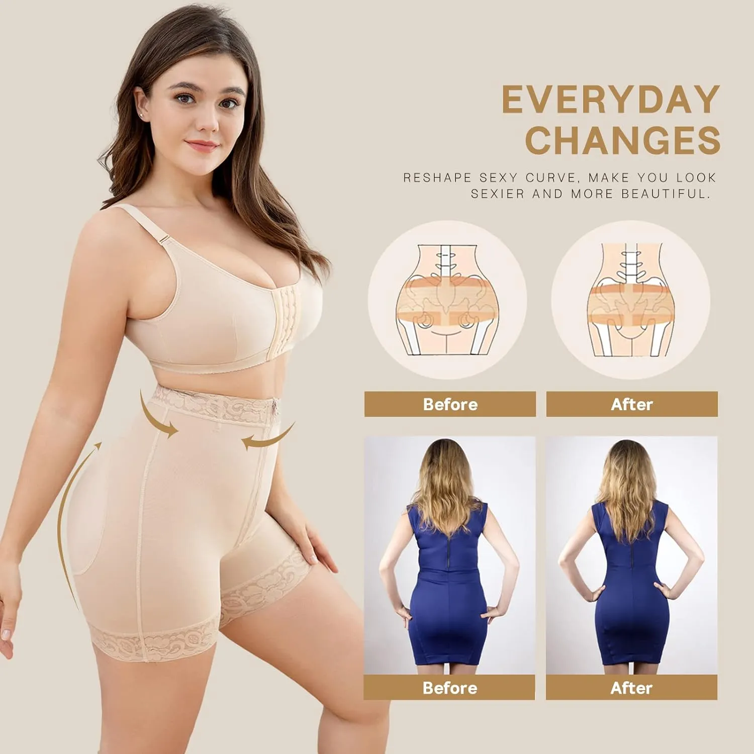 KELLYLEE Shapewear for Women Tummy Control High Waisted Butt Lifter Panties Compression Shorts Postpartum Underwear Boyshorts