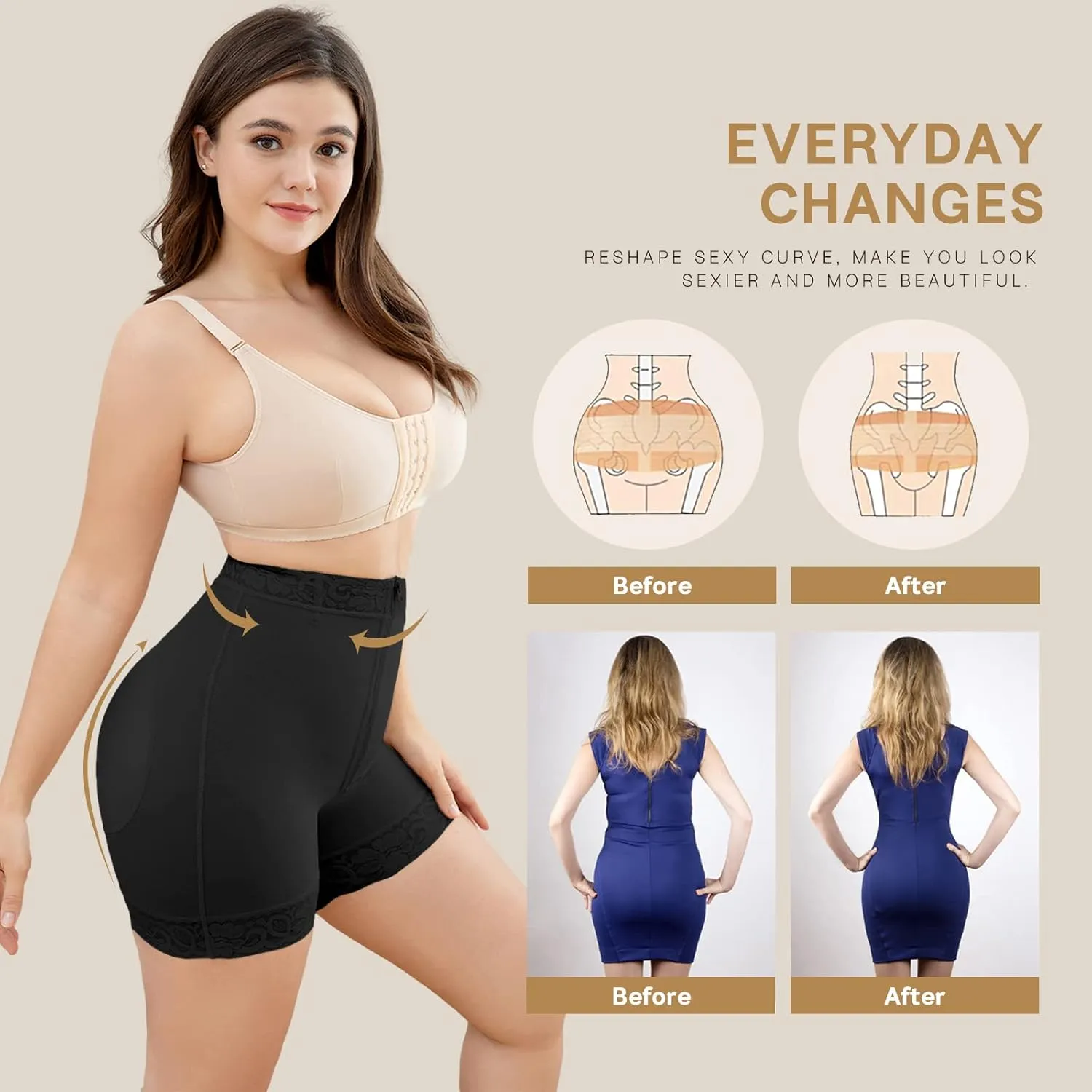 KELLYLEE Shapewear for Women Tummy Control High Waisted Butt Lifter Panties Compression Shorts Postpartum Underwear Boyshorts