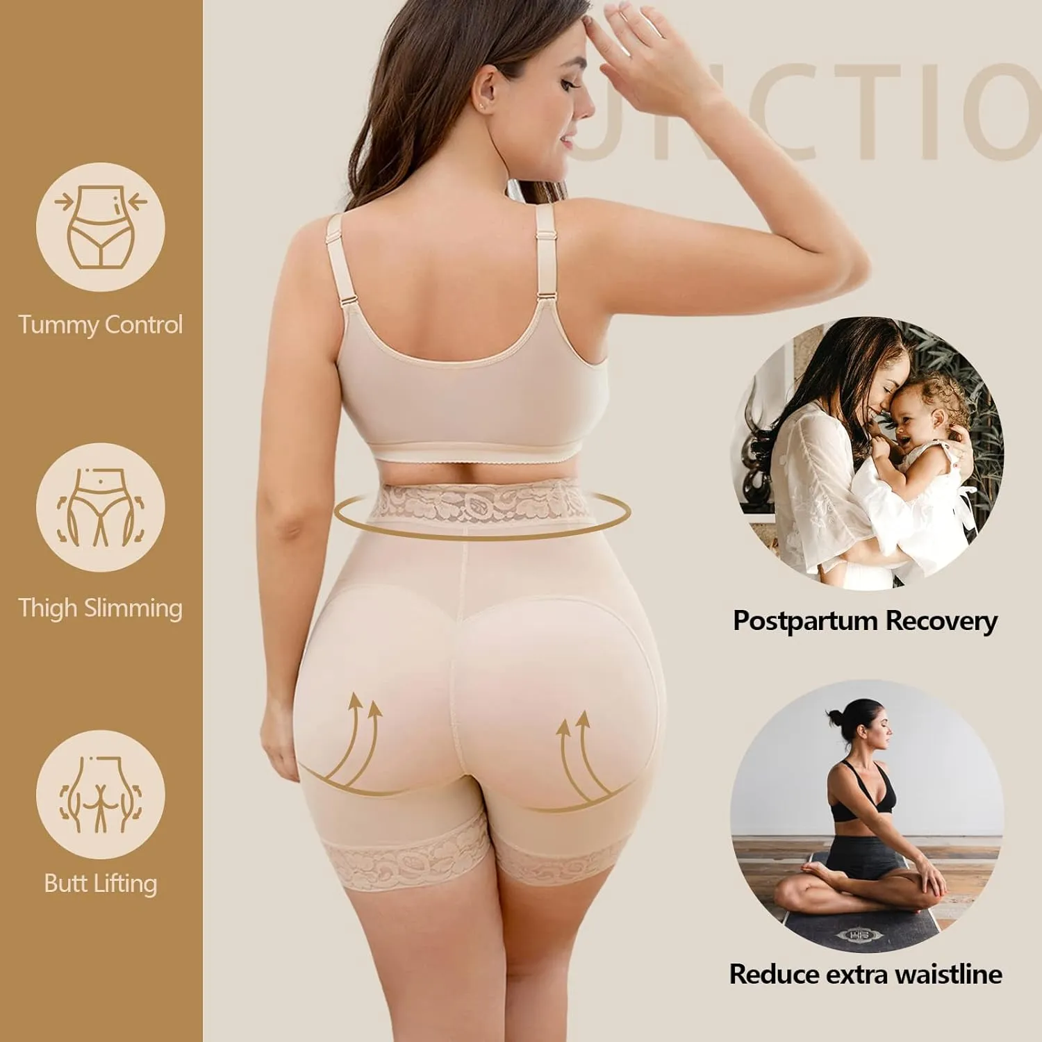 KELLYLEE Shapewear for Women Tummy Control High Waisted Butt Lifter Panties Compression Shorts Postpartum Underwear Boyshorts