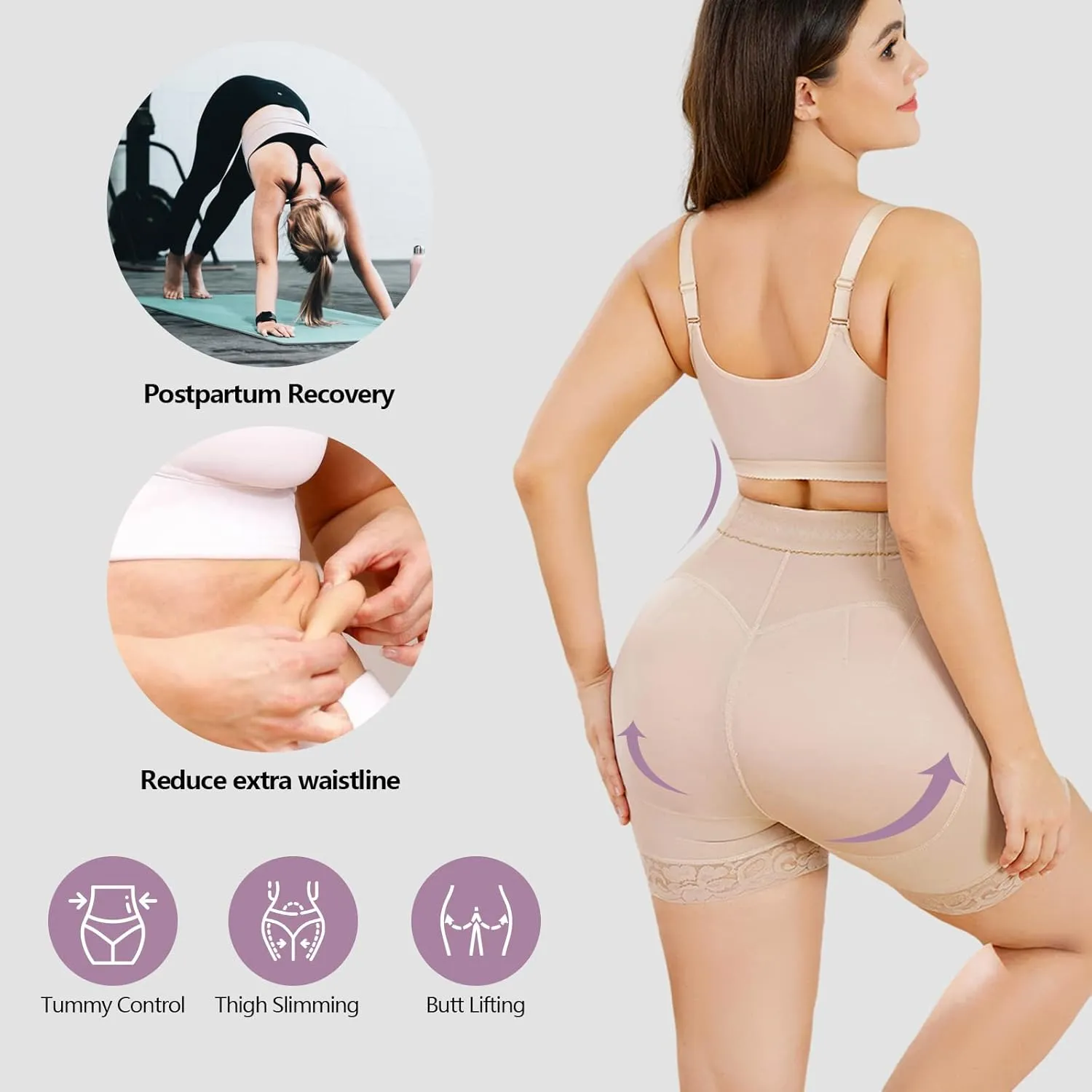 KELLYLEE Tummy Control Underwear Shorts for Women High Waisted Shapewear Butt Lifter Panties High-Waisted Body Shaper Shorts