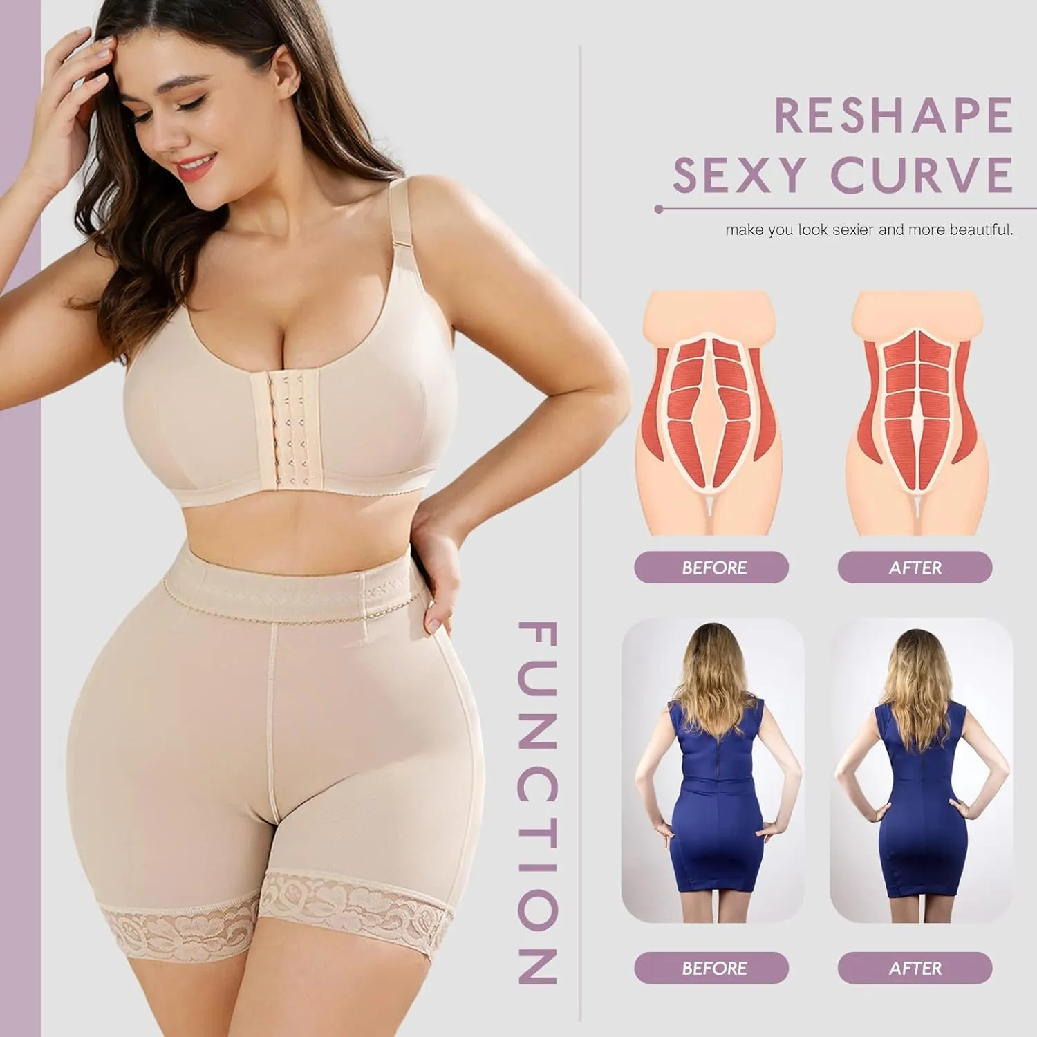 KELLYLEE Tummy Control Underwear Shorts for Women High Waisted Shapewear Butt Lifter Panties High-Waisted Body Shaper Shorts