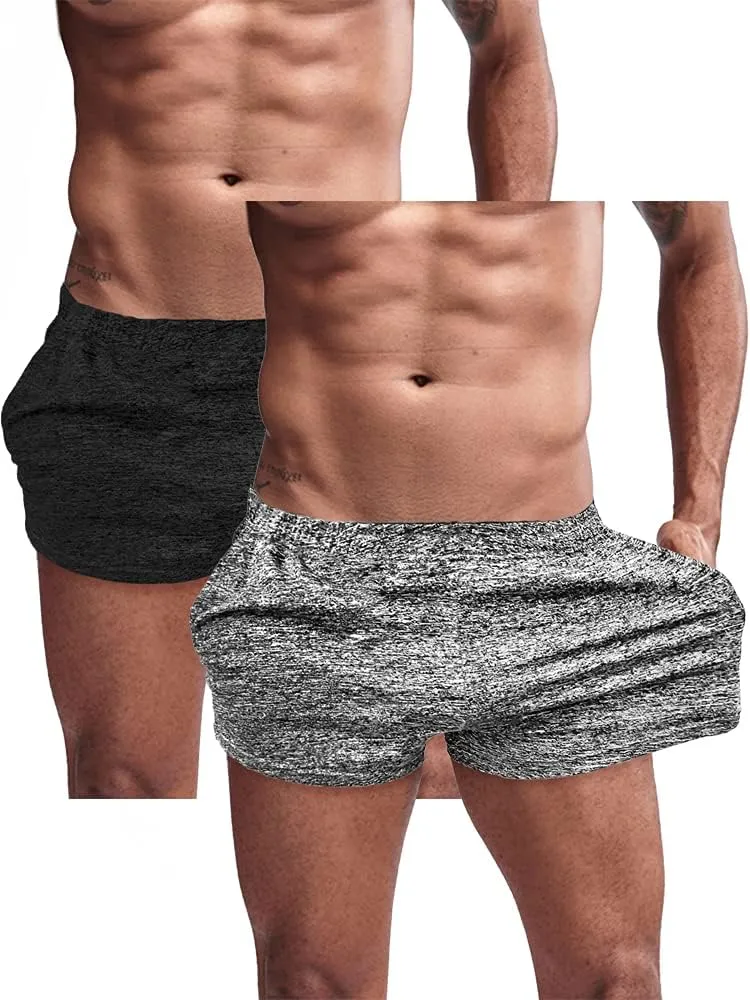 Lehmanlin Men's Bodybuilding Shorts 3/5 Inch Inseam Workout Training Muscle Short Shorts Stretch Quick Dry