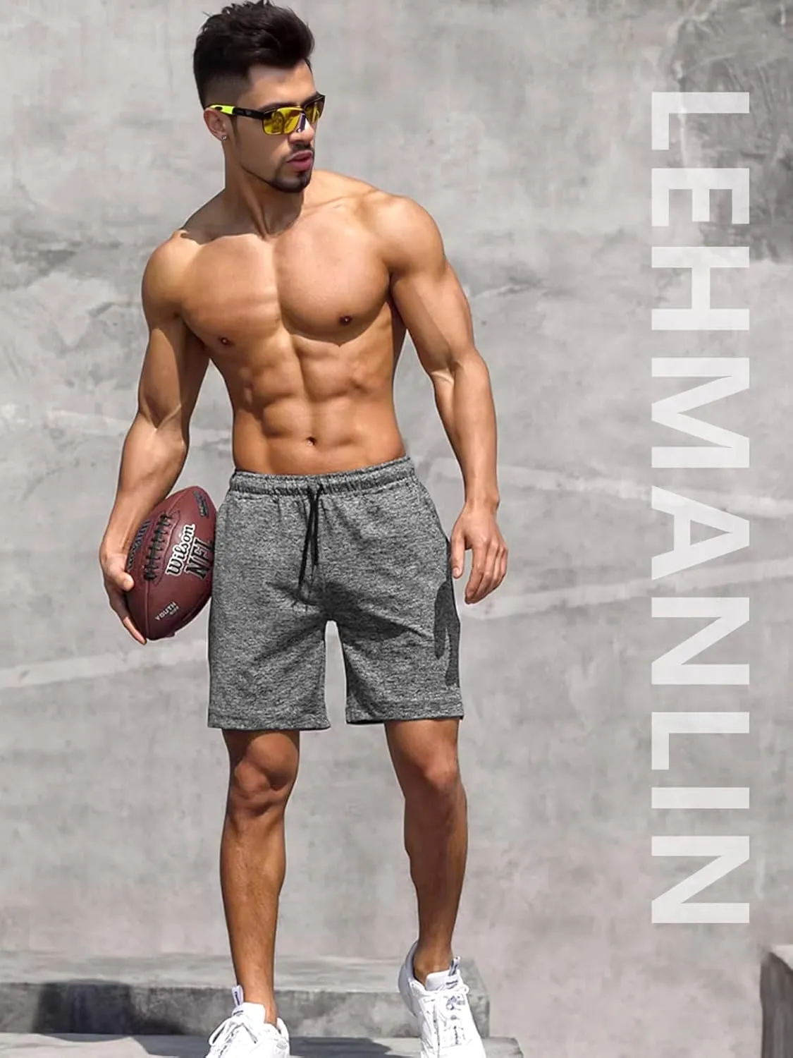 Lehmanlin Men's Bodybuilding Shorts 3/5 Inch Inseam Workout Training Muscle Short Shorts Stretch Quick Dry
