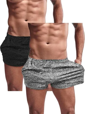 Lehmanlin Men's Bodybuilding Shorts 3/5 Inch Inseam Workout Training Muscle Short Shorts Stretch Quick Dry