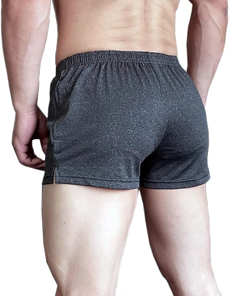 Lehmanlin Men's Bodybuilding Shorts 3/5 Inch Inseam Workout Training Muscle Short Shorts Stretch Quick Dry