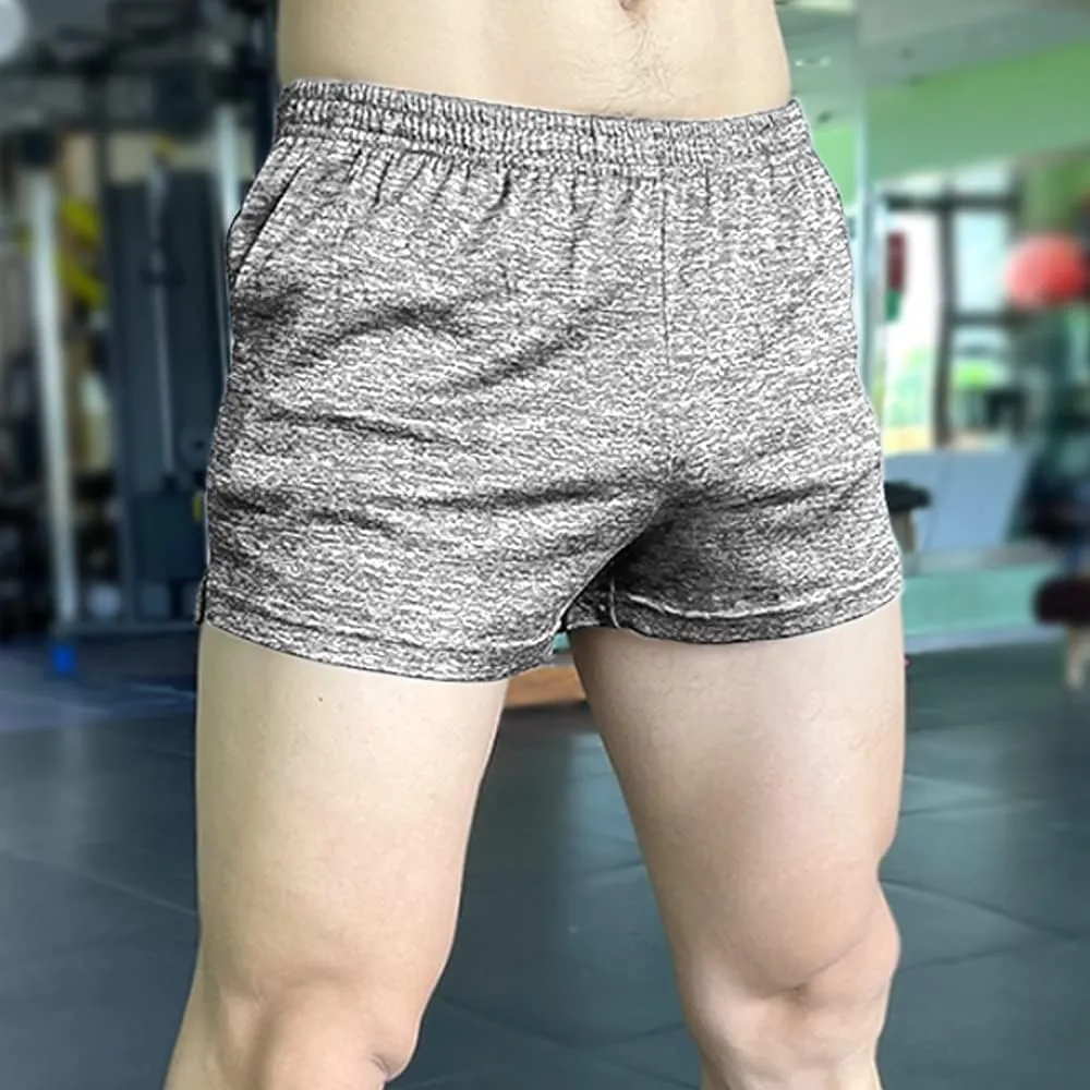 Lehmanlin Men's Bodybuilding Shorts 3/5 Inch Inseam Workout Training Muscle Short Shorts Stretch Quick Dry