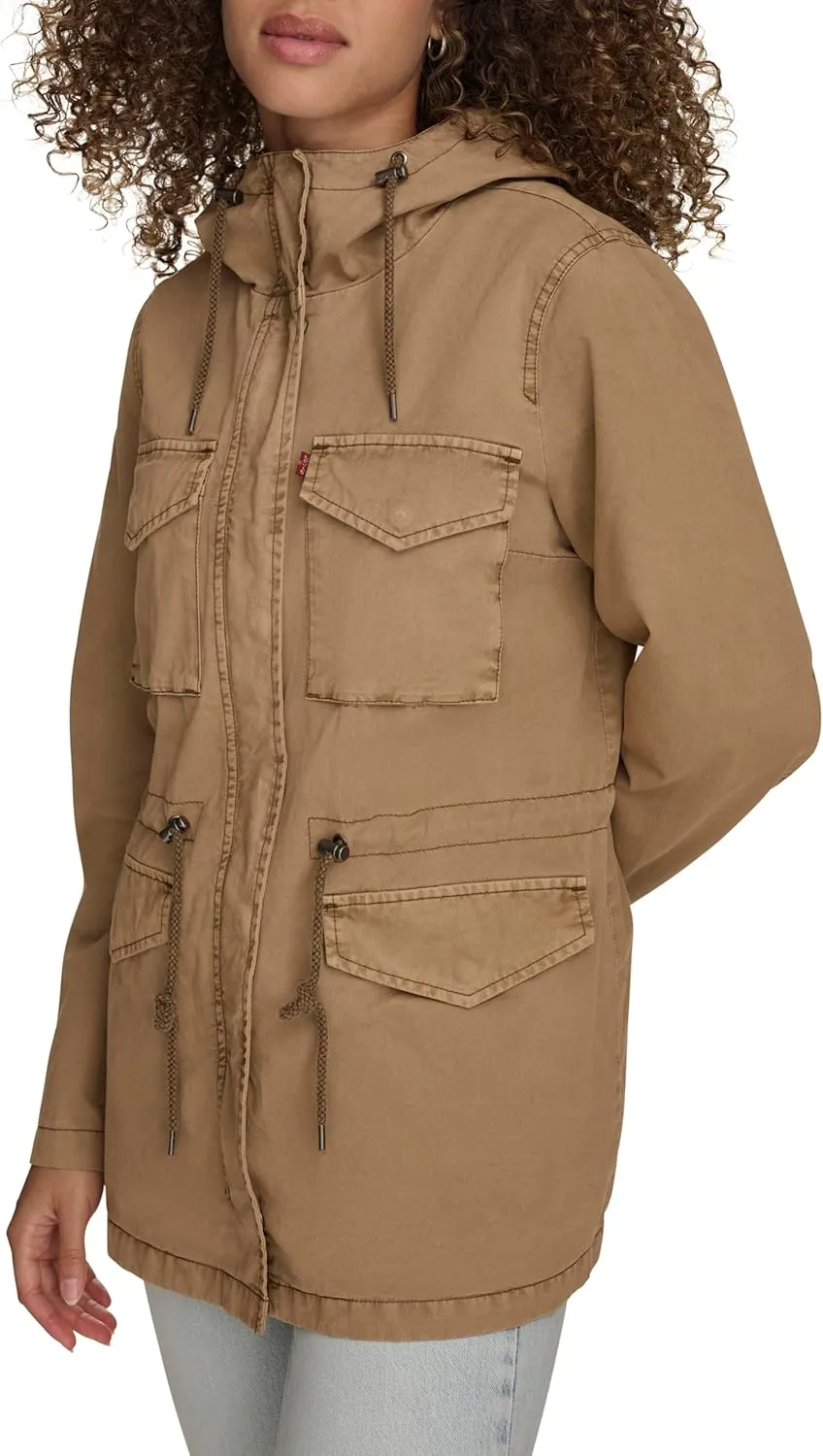 Levi's Women's Plus Four Pocket Hooded Military Jacket
