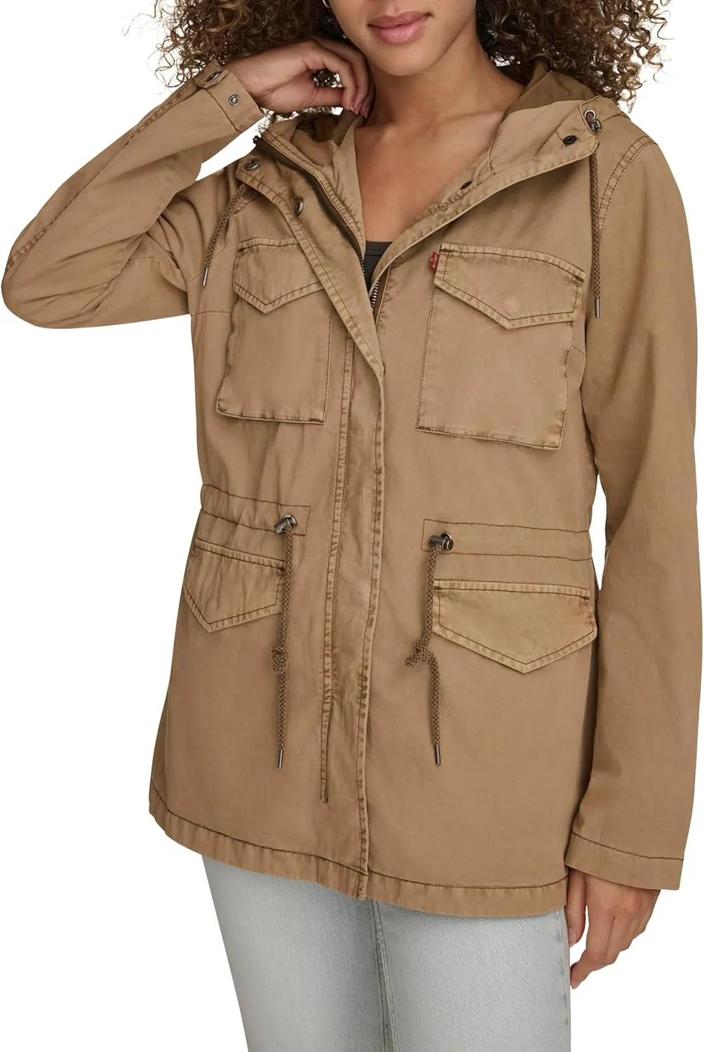 Levi's Women's Plus Four Pocket Hooded Military Jacket