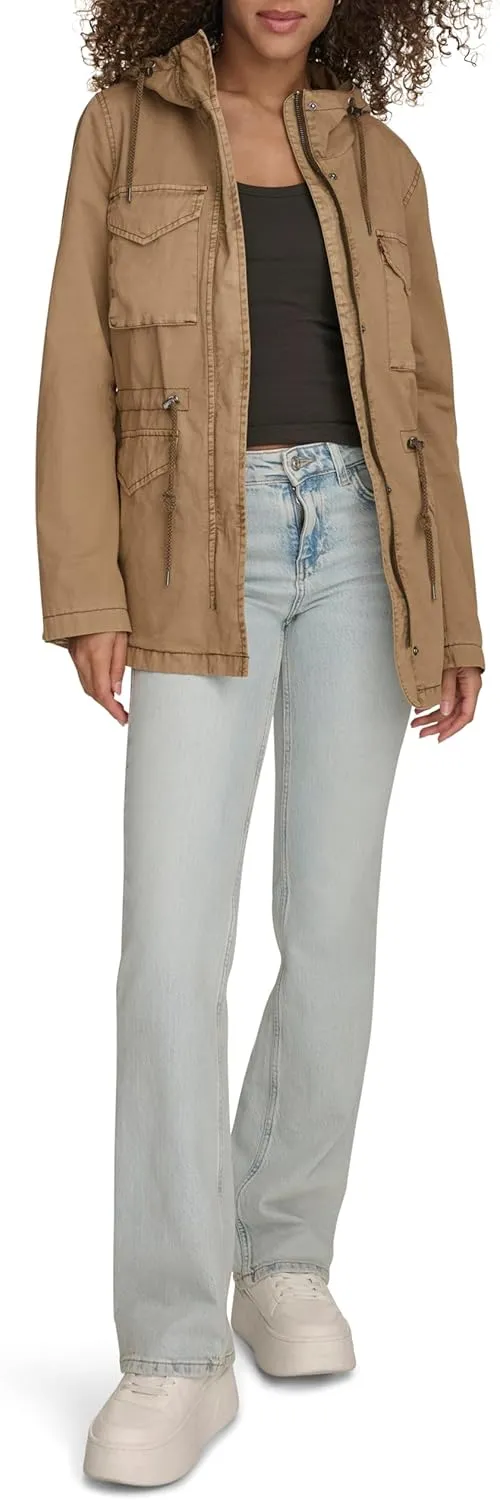 Levi's Women's Plus Four Pocket Hooded Military Jacket