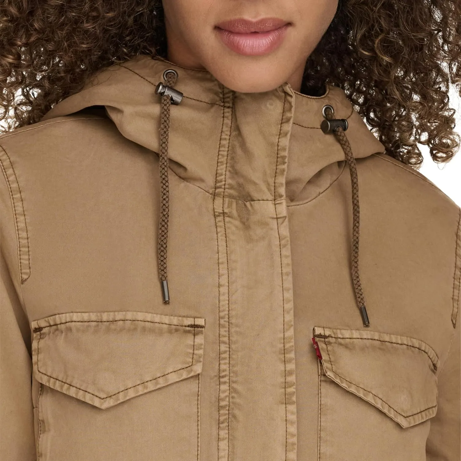 Levi's Women's Plus Four Pocket Hooded Military Jacket
