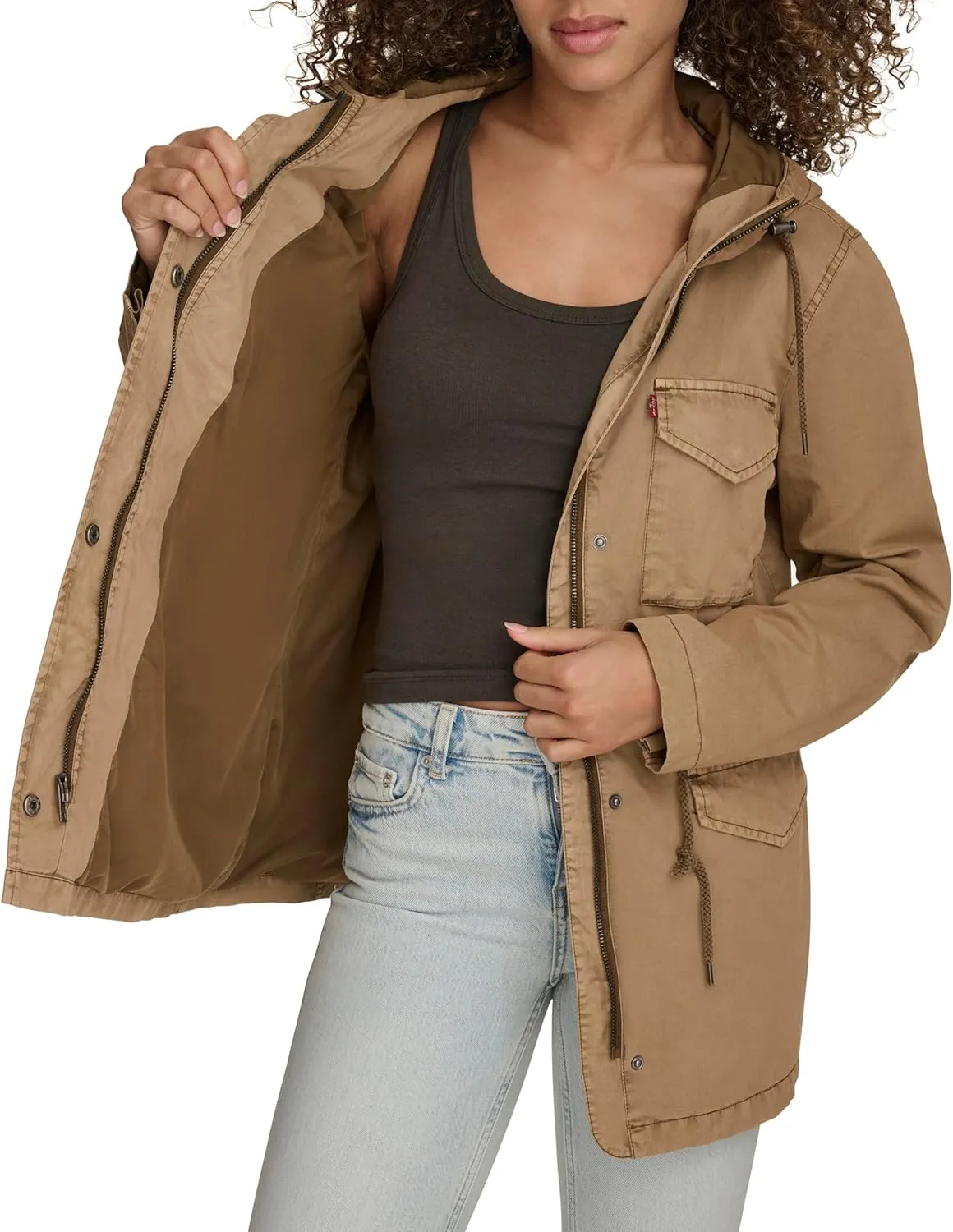 Levi's Women's Plus Four Pocket Hooded Military Jacket