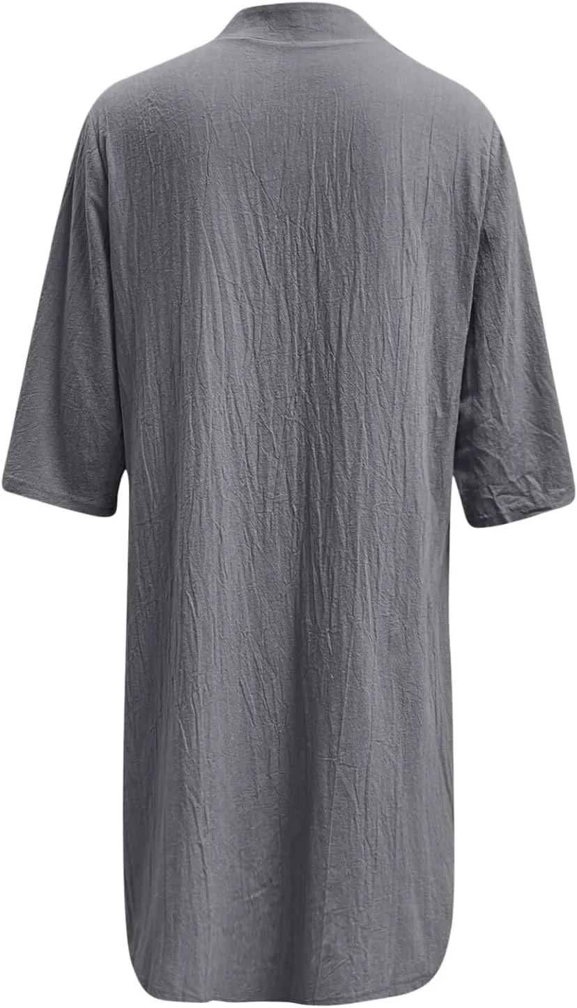 Linen T Shirts for Women Vintage Vacation Button Down Knee Length Shift Dress Summer Fitted Travel Outfits for Women