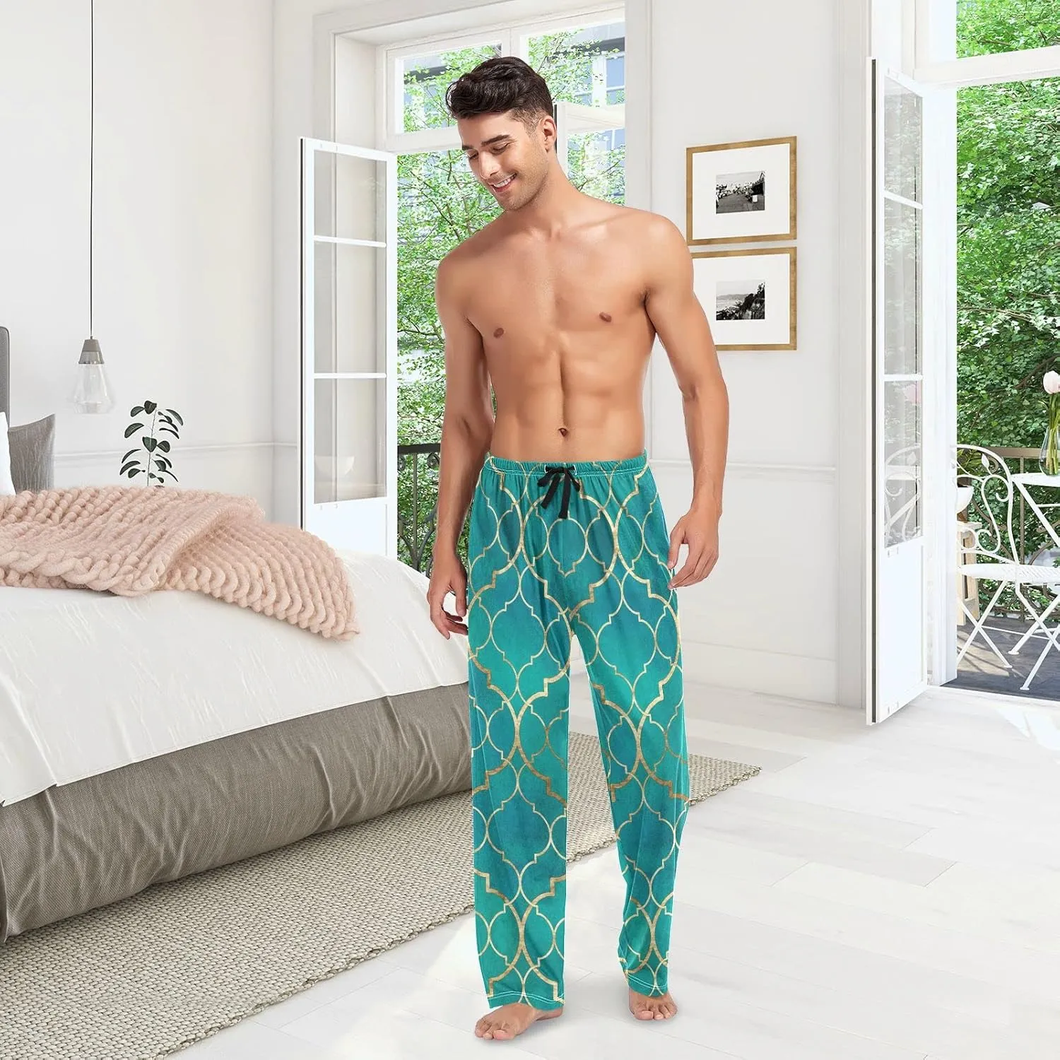 linqin Men's Pajama Pant Comfy Soft Lounge Sleep Pants Space Galaxy Constellation Pajama Bottoms