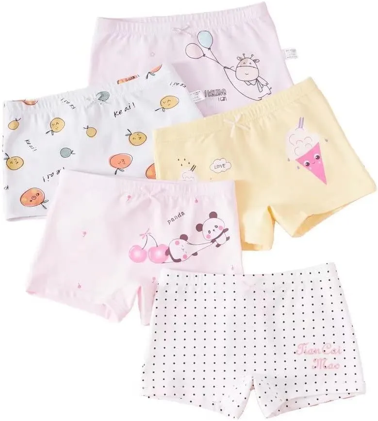 Little Girls Cotton Boy Shorts Toddler Panties Baby Princess Underwear (Pack of 5)