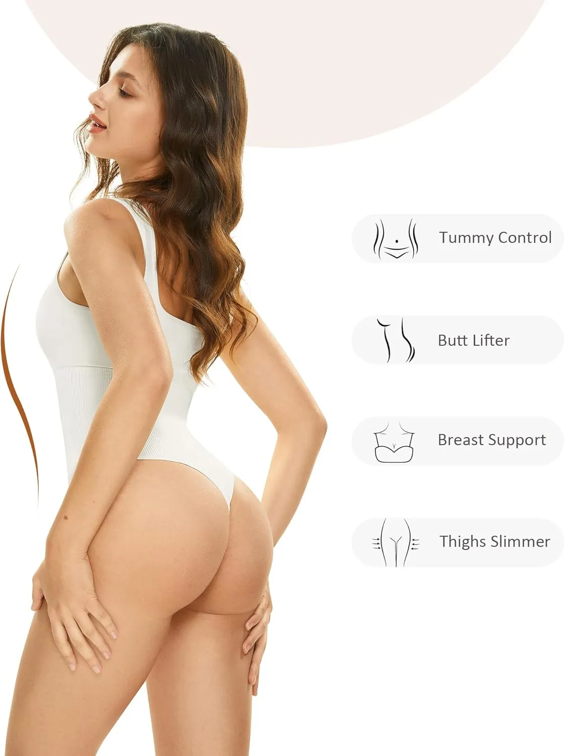 Lover-Beauty 3 Pack Bodysuits for Women Ribbed Thong V Neck Sculpting Shapewear