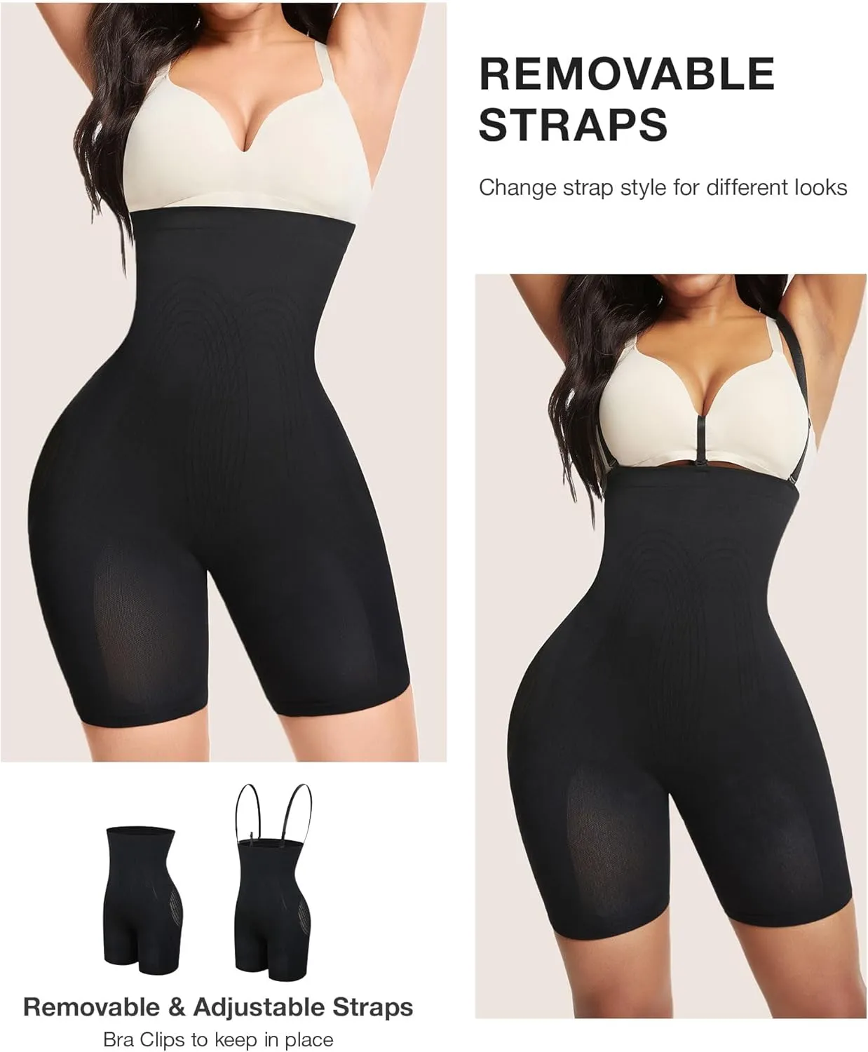 Lover-Beauty Women's Butt Lifting Shapewear Tummy Control Removeable Strapless Faja Body Shaper