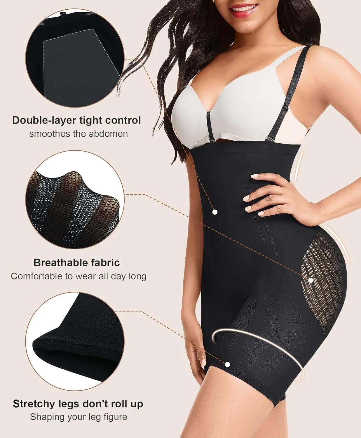Lover-Beauty Women's Butt Lifting Shapewear Tummy Control Removeable Strapless Faja Body Shaper