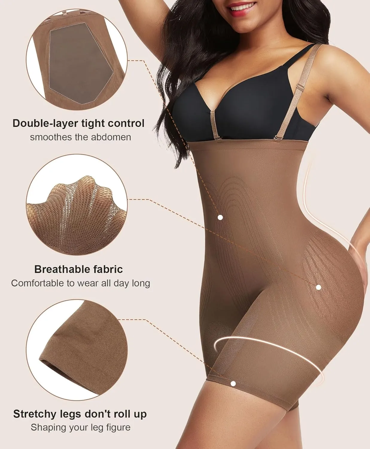Lover-Beauty Women's Butt Lifting Shapewear Tummy Control Removeable Strapless Faja Body Shaper
