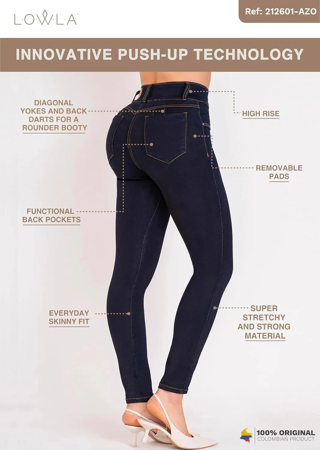 L.O.W.L.A SHAPEWEAR Butt Lifting Jeans | Removable Butt Pads | Pantalones Colombianos Levanta Cola