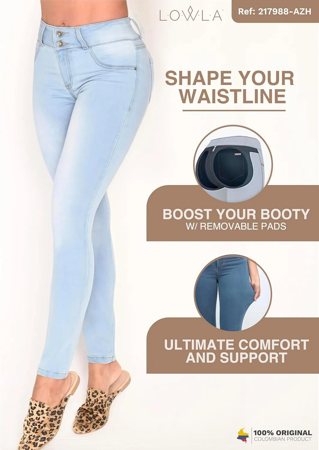 L.O.W.L.A SHAPEWEAR Butt Lifting Jeans | Removable Butt Pads | Pantalones Colombianos Levanta Cola